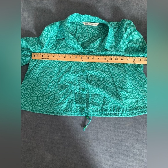 Womens Zara Geometric Long Sleeve Collared Tied Blouse & Smock Tiered Skirt SetL - Picture 14 of 15